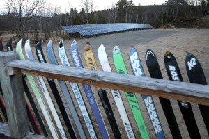 The solar panels at the Proctor Academy ski area parking lot are around the legnth of a football field and help with the ski operations of the area.  (GEOFF FORESTER / Monitor staff) - Concord Monitor