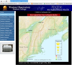 Weston Observatory Earthquake Monitor screenshot