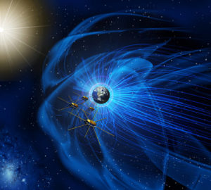 Artist concept of the MMS satellites that provided the first view of magnetic reconnection. Photo credit: NASA