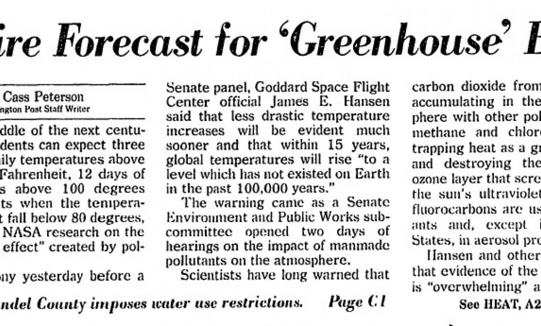 1986 Washington Post climate change story