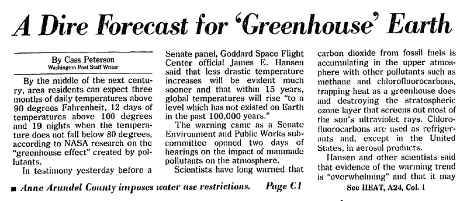 30 years ago, Senate hearings warned of climate change
