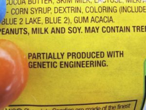 AP photo: A GMO label on Peanut M&Ms.