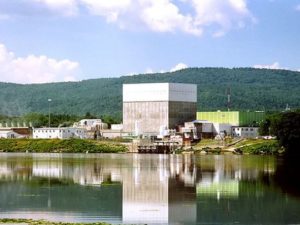 Vermont Yankee power plant seen from across the Connecticut River.