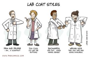 The Piled Higher and Deeper comic strip knows lab coats. (http://phdcomics.com/comics/archive_list.php)