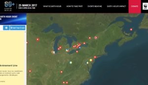New England isn't exactly brimming with possibilities on this map of Earth Hour events.