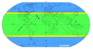 It's hard to see here, but NH is in the blue area, where the Tiangong-1 can't fall.