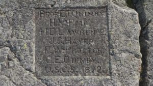plaque carved Mt. Kearsarge from 1972 survey