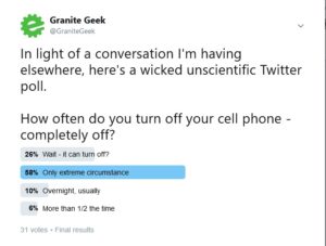 Twitter poll on turning off phones