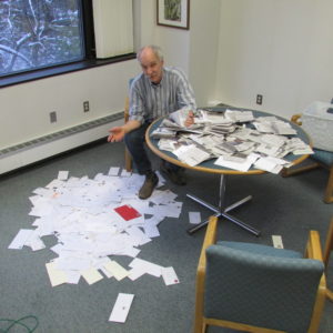 That's 375 ballots (on the table) from envelopes (on the floor).