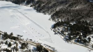 The Alton Bay ice airport from above in 2019, when it operated. Photo by Mike Collins.