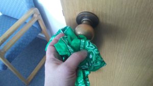 bandana on doorknob