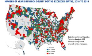 Map of births and deaths, US counties