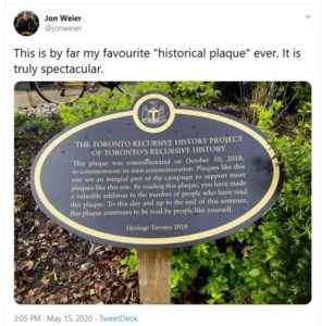 Recursive Toronto historical plaque