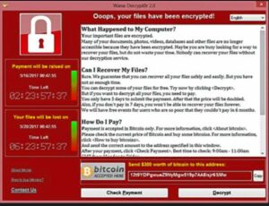 wannacry ransomware screen