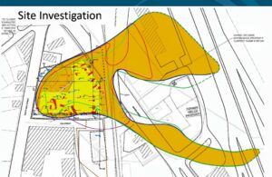 Map of underground plume of material from Concord gasholder site.