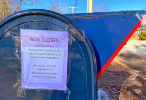 Closed mailbox at Hopkinton post office - Geoff Forester/Concord Monitor