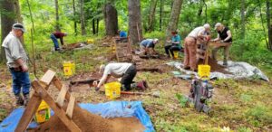 SCRAP Field School participants excavate a pre-contact Native American site at Bear Brook State Park in 2021. Courtesy of Mark Doperalski