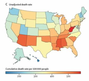 New Hampshire had the second-lowest death rate from COVID in 2020 through 2022. Only Hawaii had a lower rate. Vermont's death rate was almost as low. Source: The Lancet