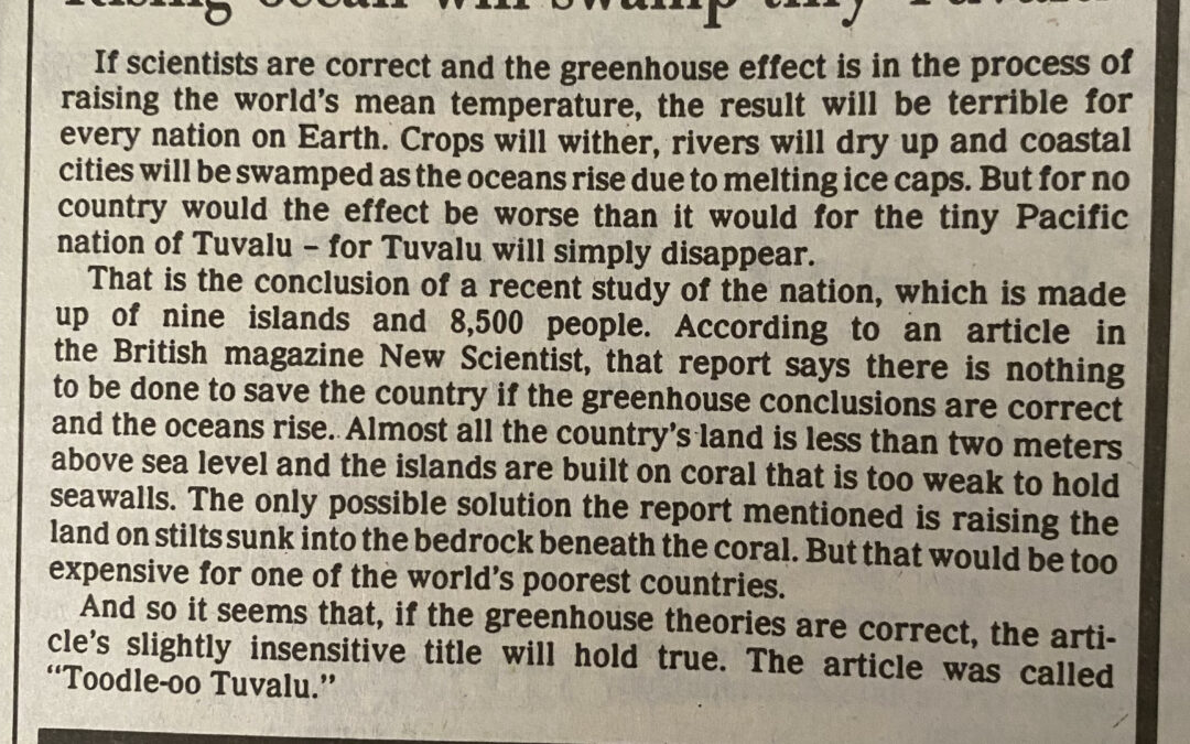 My alarming climate change article from … wait, 1989?