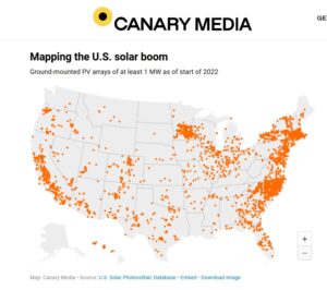 map of over-1 MW solar projects i the US