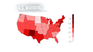 US map showing how states have warmed since 1970, from Climate Central