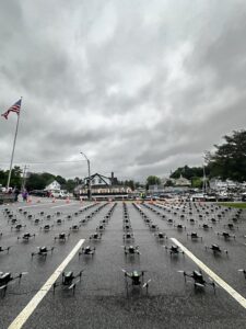 Photo by Skylar Hathorn / Town of Sunapee: Some of the 300 drones laid out in preparation for a show for the town of Sunapee on June 29.